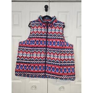 Lands End NWT Down Puffer Vest Chevron Fairisle 2x